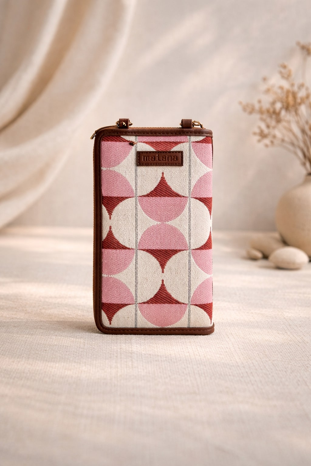 Clay Circle Mobile Wallet Sling front view