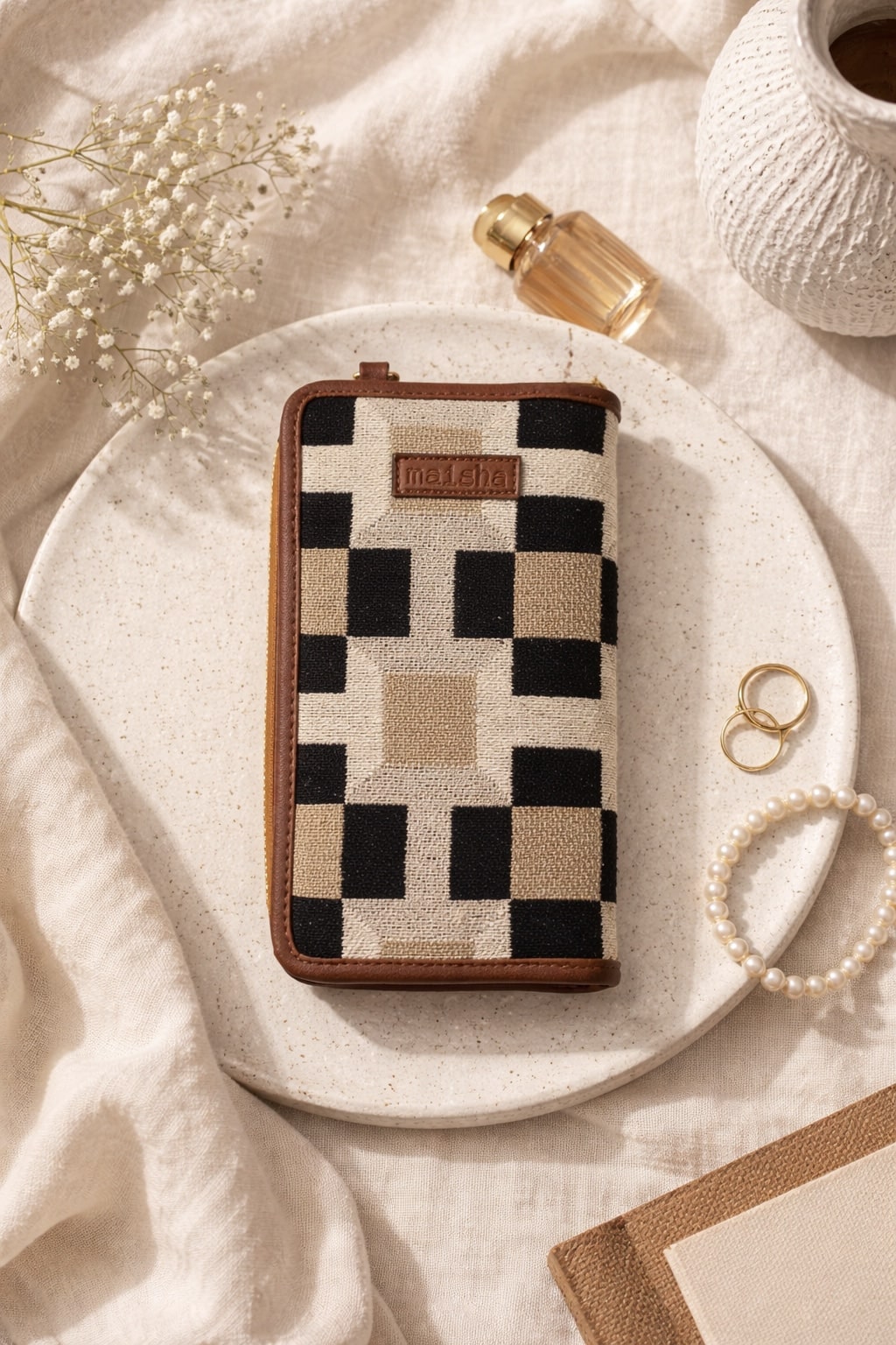 Urban Check Mobile Wallet Sling front view